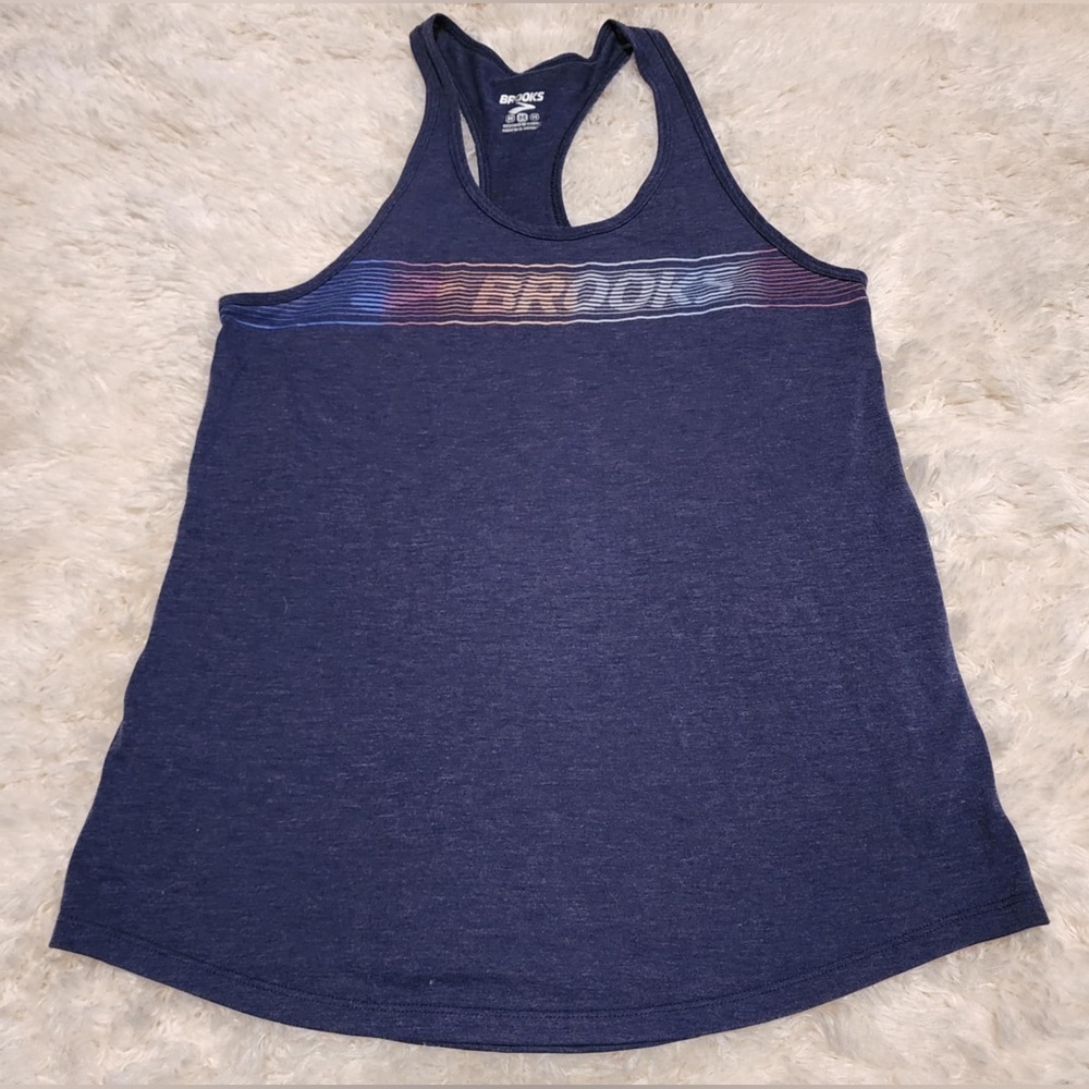 BROOKS Women's Distance Graphic Racerback Blue Athletic Tank Sz. Medium EUC - Picture 5 of 5